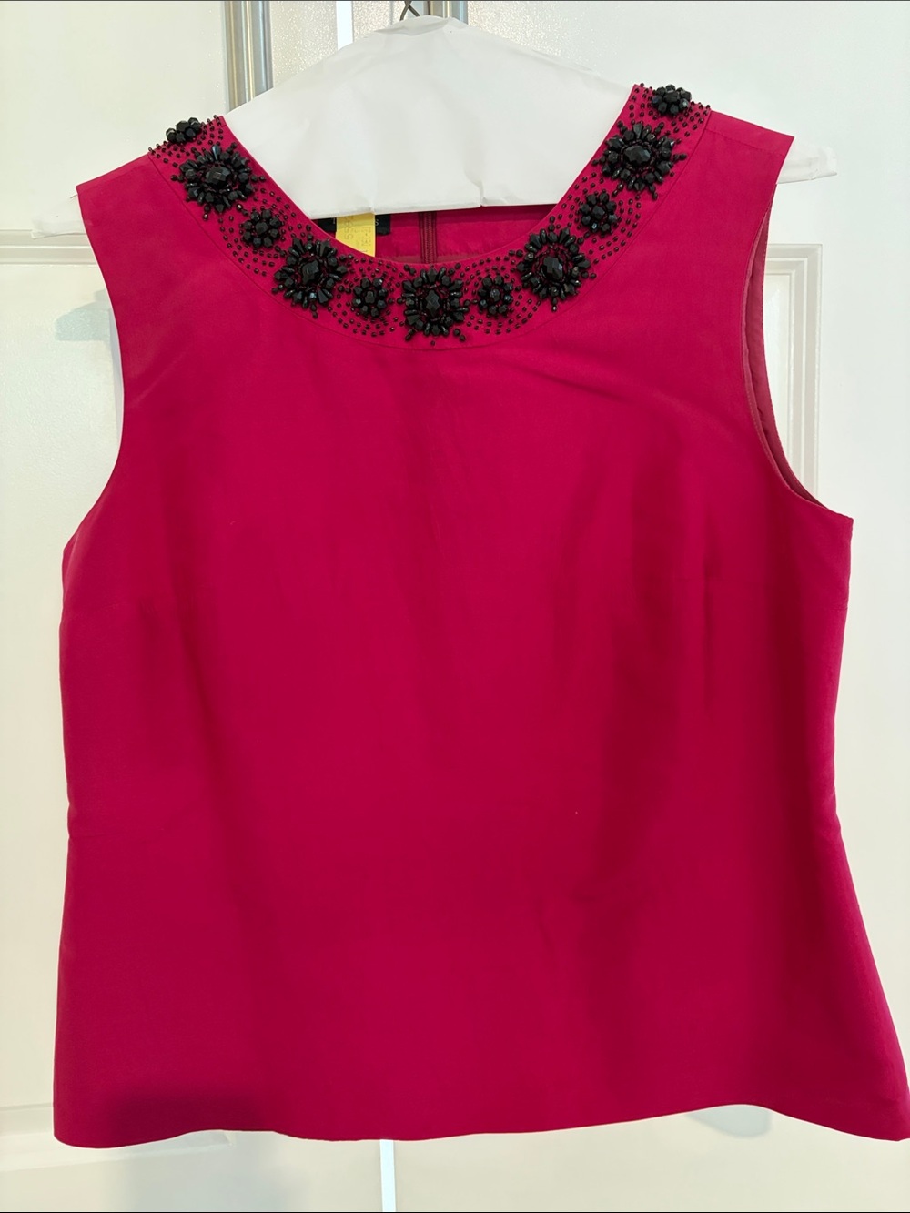 Talbots Beaded Neck Sleeveless Camisole - Fuchsia with Black Embellishment . Per
